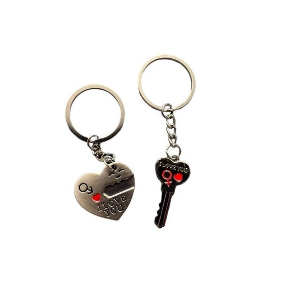 𝅺VALENTINE Keychain Set Heart And Key - Picture 1 of 4